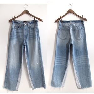BDG Urban Outffiters Two Tone Baggy Wide Leg Jeans with Open Hems 27 4